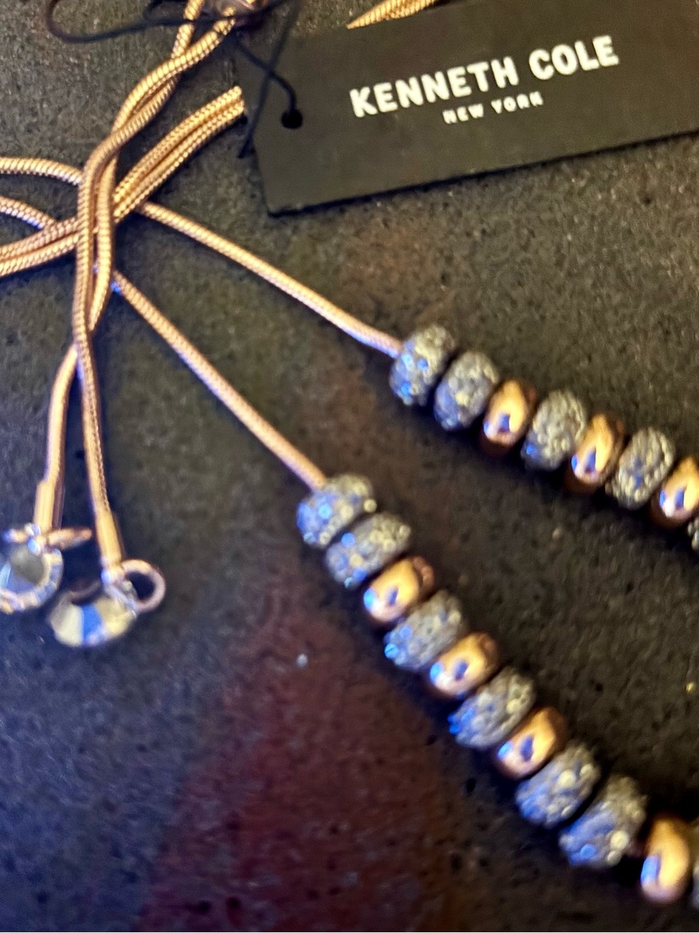 Kenneth Cole Rose Gold and Silver Beaded Necklace